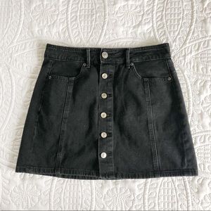 American Eagle Black Button Down Denim Mini Skirt